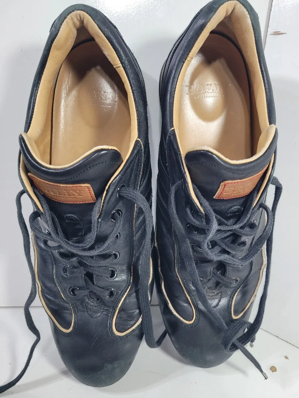 Bally Switzerland Men’s Black Leather Bowling Shoes Sneakers Low Top Size 10.5